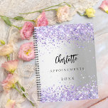 Silver violet glitter name 2024 planner<br><div class="desc">A faux silver looking background decorated with violet faux glitter,  sparkles.  Personalize and add a name,  title and year.</div>