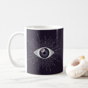Silver & Violet Mystic Evil Eye Nazar Mati Coffee Mug