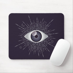 Silver & Violet Mystic Evil Eye Nazar Mati Mouse Pad
