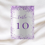 Silver violet purple wedding table number card<br><div class="desc">A faux silver looking background decorated with purple,  violet faux sparkles

Personalize and add your table numbers.  Add your numbers one by one.</div>