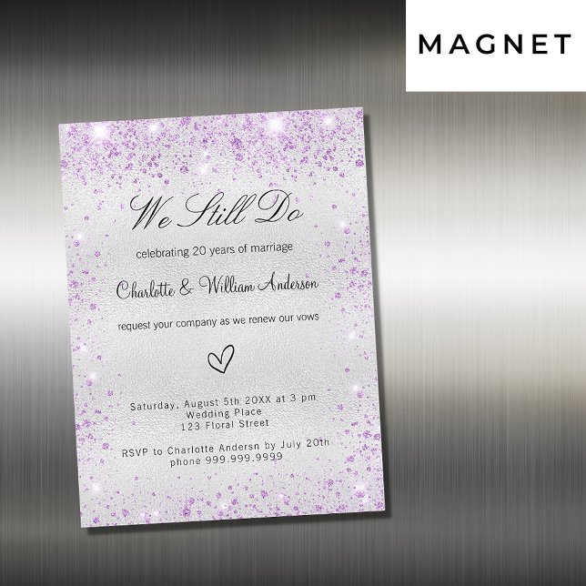 Silver violet vow wedding renewal luxury magnetic invitation (Creator Uploaded)
