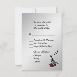 Silver Violin Music RSVP with Entree Choices Card