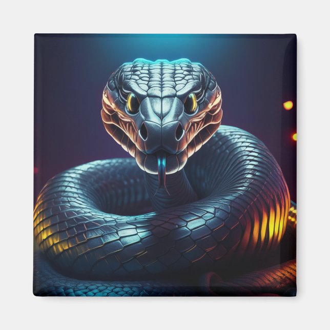 Silver Viper Snake Tongue Flicking Magnet (Front)