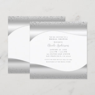 Silver Wave Sparkle Glitter Luxury Bridal Shower Invitation