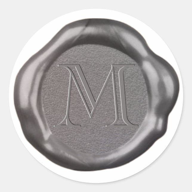 Silver Wax seal single Sticker monogram, (Front)