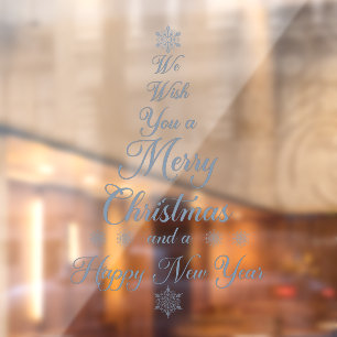 Silver We Wish You A Merry Christmas Window Clings