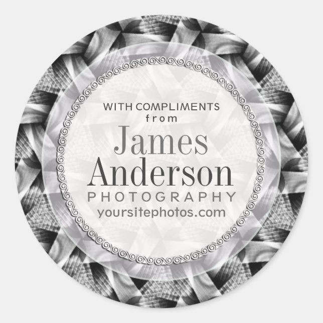 Silver Weave Pattern Business Promotional Sticker (Front)