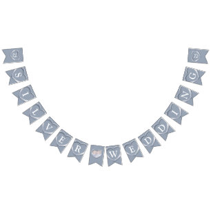 Silver wedding 25th anniversary custom photo bunting flags