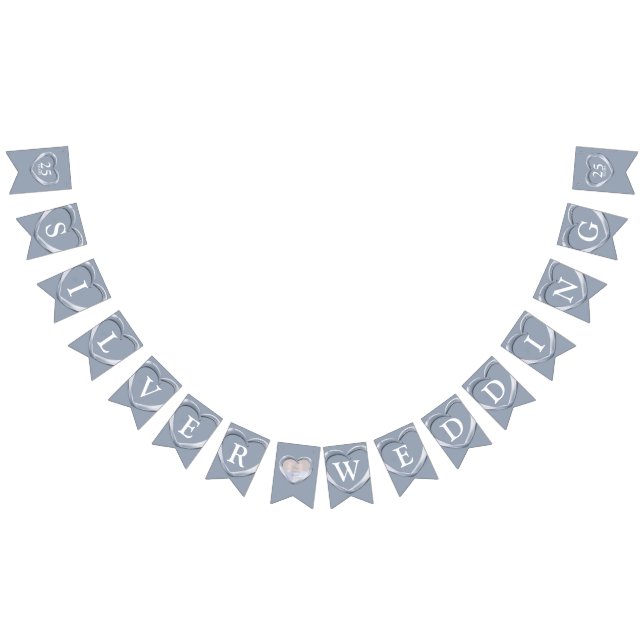 Silver wedding 25th anniversary custom photo bunting flags (All)