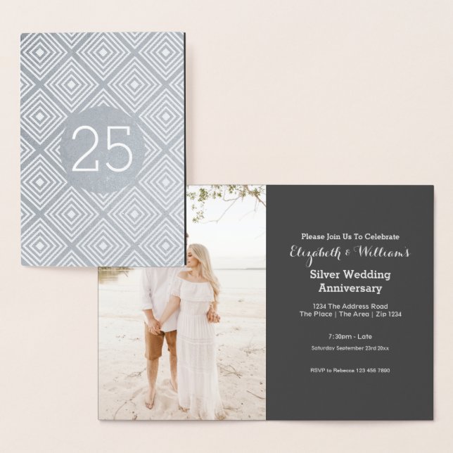 Silver Wedding 25th Anniversary Foil Card (Display)