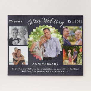 Silver Wedding 25th Anniversary Photo Collage Jigsaw Puzzle