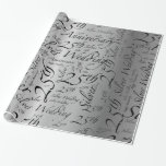 Silver Wedding 25th Anniversary Wrapping Paper<br><div class="desc">Silver 25th Anniversary word art themed gift wrapping paper. Silver wedding anniversary celebration gift idea.</div>