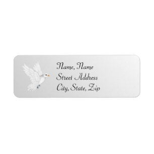 Silver Wedding Address Label with Dove