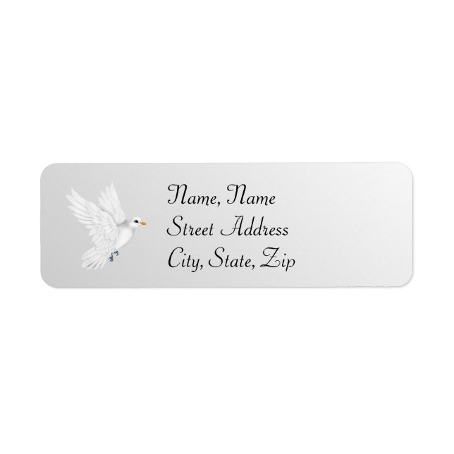 Silver Wedding Address Label with Dove (Front)