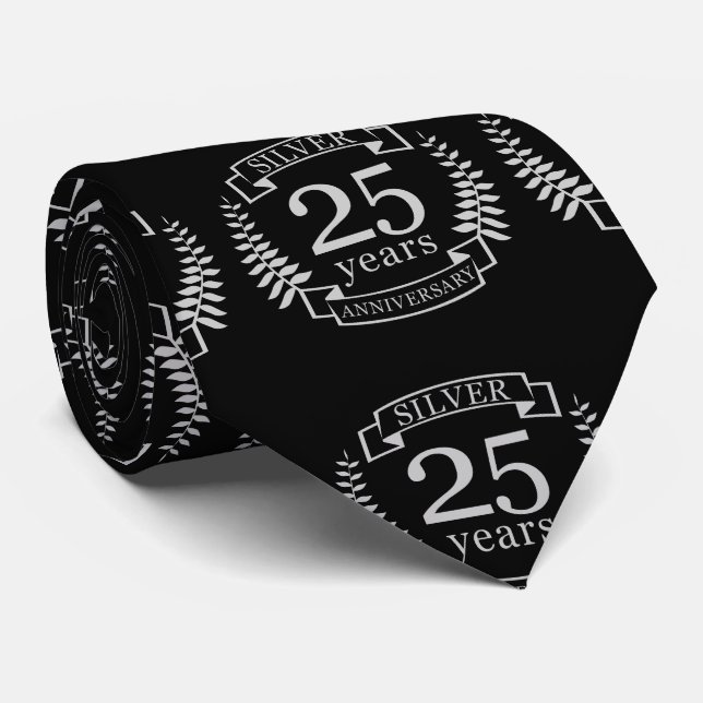 Silver wedding anniversary 25 years tie (Rolled)