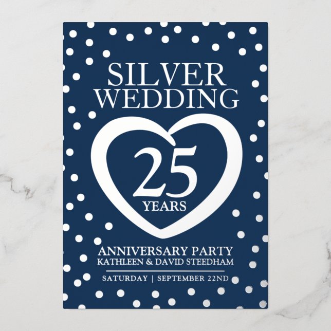 Silver wedding anniversary 25th party blue silver (Front)