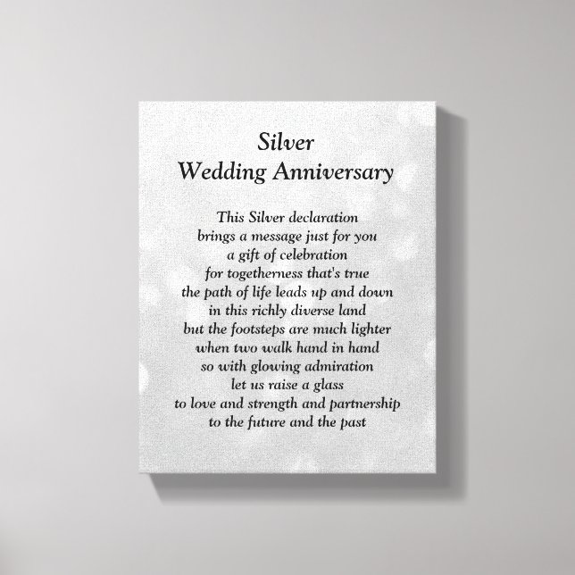 Silver Wedding Anniversary Canvas Print (Front)