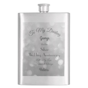 Silver Wedding Anniversary Classic Flask