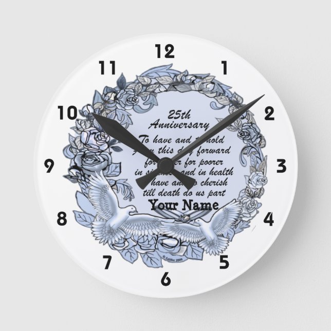 Silver Wedding Anniversary   Clock (Front)