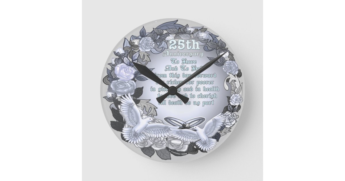 Silver Wedding Anniversary Clock Zazzle