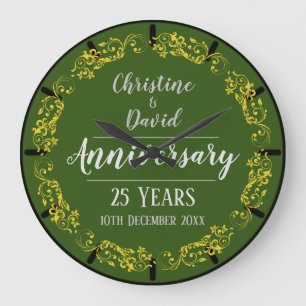 Silver Wedding Anniversary Commemorative Large Clock