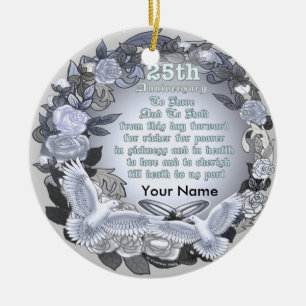 Silver Wedding Anniversary custom Ornament