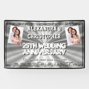 Silver wedding anniversary custom photo banner