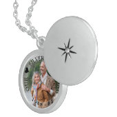 Silver Wedding Anniversary Custom Year and Photo Locket Necklace (Front Right)