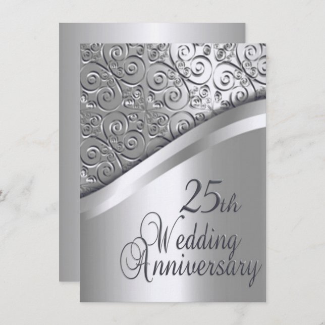 Silver Wedding Anniversary Invitation (Front/Back)