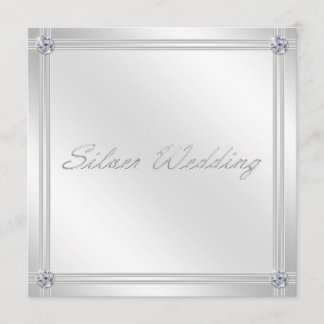 Silver Wedding Anniversary Invitation with Diamond
