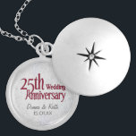 Silver Wedding Anniversary Locket Necklace<br><div class="desc">Customize names and Anniversary date.</div>