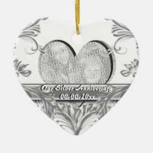 Silver wedding anniversary Photo customize Ceramic Ornament