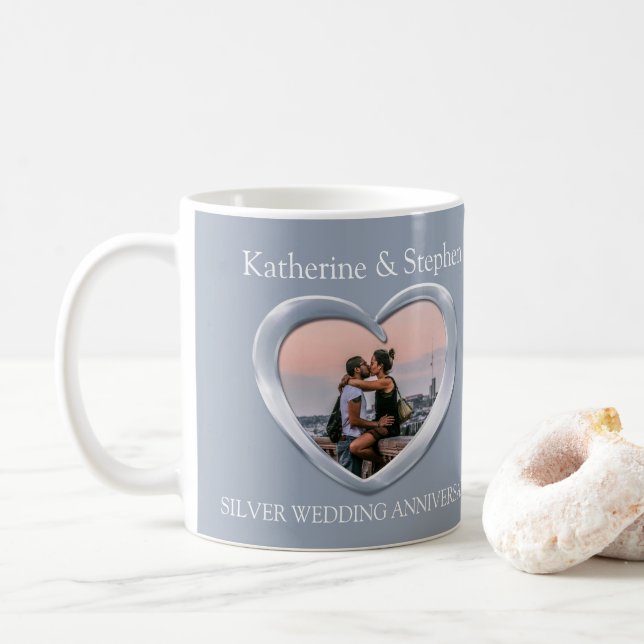 Silver wedding anniversary photo mug (With Donut)