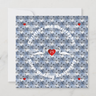 Silver Wedding Anniversary Swans Invitation