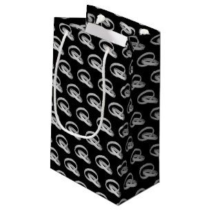 silver wedding bands connected small gift bag