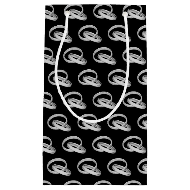 silver wedding bands connected small gift bag (Front)