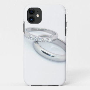 Silver Wedding Bands Save the Date iPhone 11 Case
