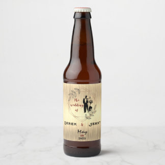 Silver Wedding Beer Bottle Label