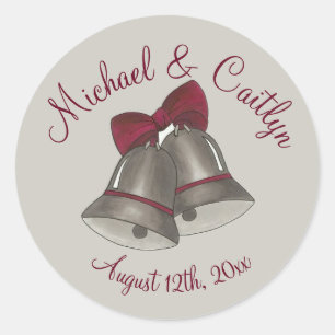 Silver Wedding Bells Engagement Save the Date Classic Round Sticker