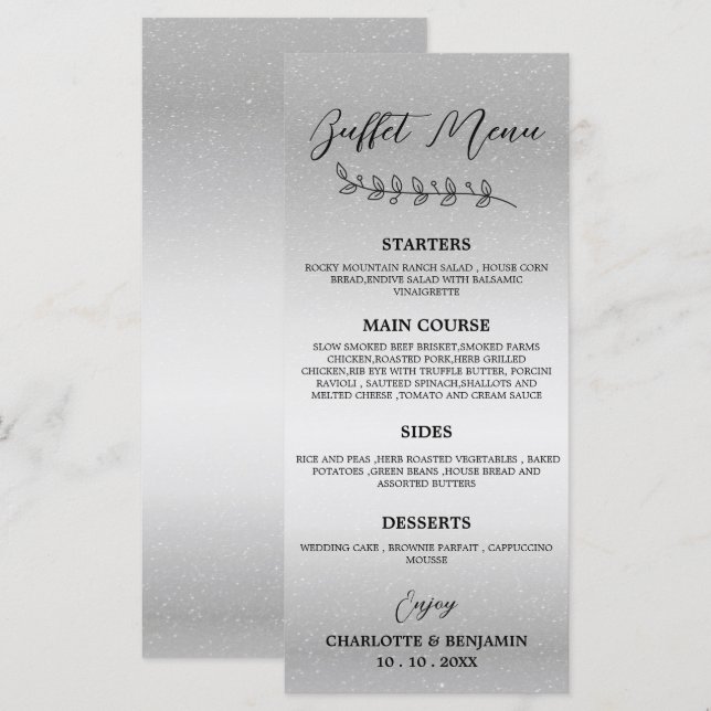 Silver Wedding Buffet Menu  (Front/Back)
