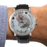 Silver Wedding Custom Years Photo Watch<br><div class="desc">Personalized photo watch for your silver wedding (or personalize for anything you want!). The template is set up for you to add your own photo and you can also edit all of the text if you wish. The wording sits on a semi-transparent border overlay above your photo. The sample text...</div>