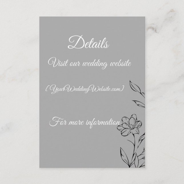 Silver Wedding Details Card – Editable 3.5x5 Weddi (Front)