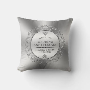 Silver wedding floral mandala throw pillow