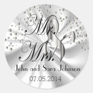 Silver Wedding for the Mr & Mrs   Personalize Classic Round Sticker