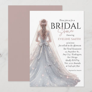 Silver Wedding Gown Bridal shower Invitation