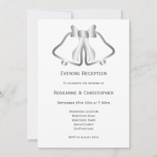 Silver Wedding Reception Invitation Bells Ribbon