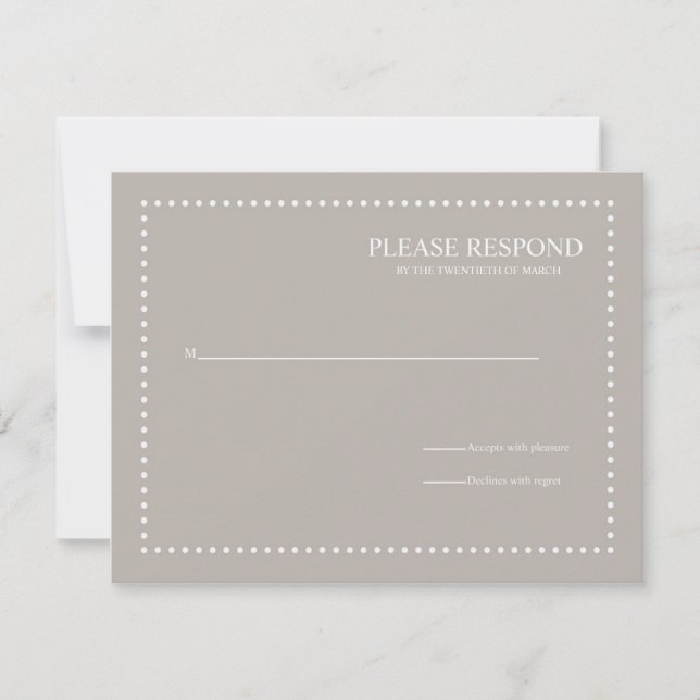 Silver Wedding Response Card with Pearl Border (Front)