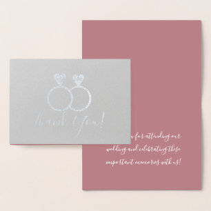 Silver Wedding Rings Thank You Foil Card