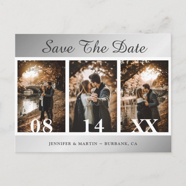 Silver Wedding Save The Date Postcards (Front)