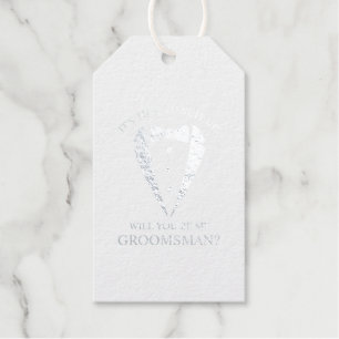 Silver Wedding Tuxedo Suit Groomsman Proposal Gift Tags